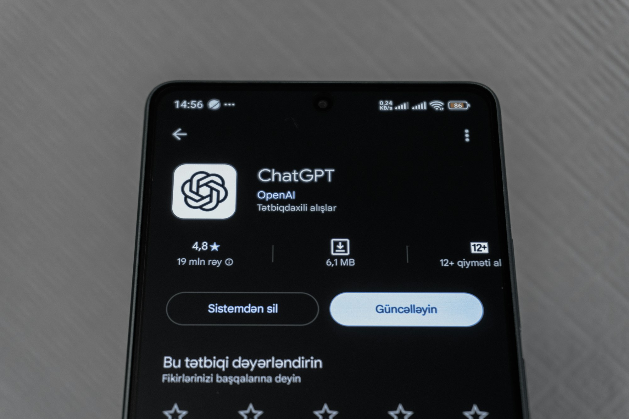Smartphone showing the ChatGPT app